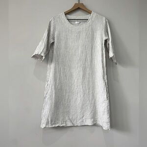 Len.Ok linen striped boxy dress medium